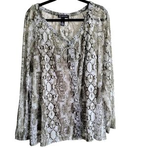 NWT INC International Concepts Y2K 2pc Reptile Print Blouse Plus Size 3X